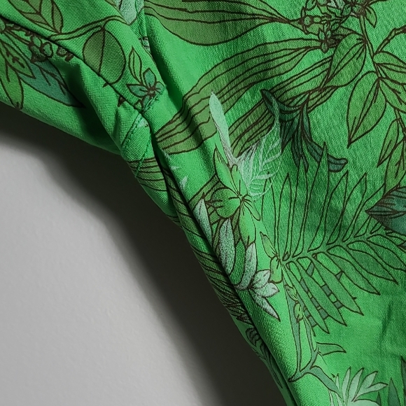 Venti6 Crinkle Green Tropical Print Jogger Drawstring Waist Pants Size Small - Picture 16 of 16